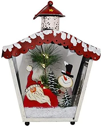 Metal Lantern Christmas Decorations With LED Light Indoor Outdoor Decorative Hanging Lanterns Santa Decor Hand Painted Rustic Metal Glass Small Christmas Lanterns Table Decor Xmas Holiday Party Decor 6 Metal Lantern Christmas Decorations With LED Light Indoor Outdoor Decorative Hanging Lanterns Santa Decor Hand Painted Rustic Metal Glass Small Christmas Lanterns Table Decor Xmas Holiday Party Decor - Image 4