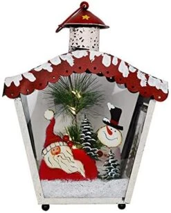 Decorative Christmas Lantern Hanging LED Lantern Decor, Rustic Metal Holiday Lantern Table Top Lantern Battery Operated Indoor Outdoor Hanging Lantern Table Centerpiece (10X4.6X4.6in, Red) -National Tree Company Sale Shop 51q0pO7EIaL. AC