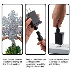 Joiedomi Christmas Tree Toppers, Silver Snowflake Tree Topper Lighted With LED Rotating White Star Snowflake Projector Light For Xmas Tree Decorations, Holiday Party Indoor Decor -National Tree Company Sale Shop 51q4H0VOliL