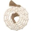 Christmas Wood Bead Garlands With Tassels Farmhouse Rustic Country Boho Decorations Natural Wall Hanging Vase Handle Door Prayer Beads For Xmas Tiered Tray Decor (Wood Color, 7.9 Feet)