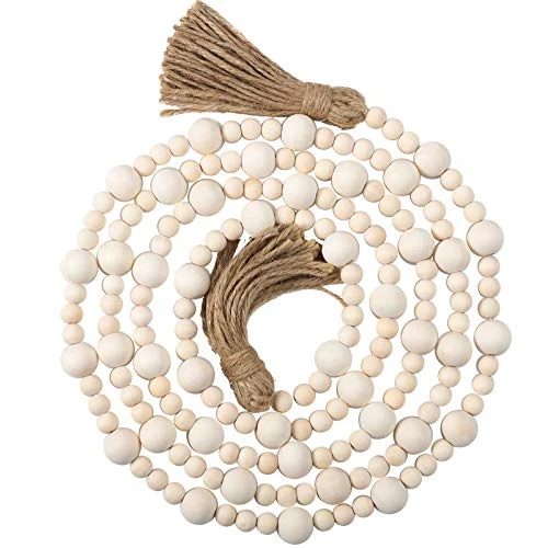 Christmas Wood Bead Garlands With Tassels Farmhouse Rustic Country Boho Decorations Natural Wall Hanging Vase Handle Door Prayer Beads For Xmas Tiered Tray Decor (Wood Color, 7.9 Feet) 3 Christmas Wood Bead Garlands With Tassels Farmhouse Rustic Country Boho Decorations Natural Wall Hanging Vase Handle Door Prayer Beads For Xmas Tiered Tray Decor (Wood Color, 7.9 Feet)