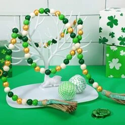 2 Pieces St. Patrick's Day Easter Day Wood Bead Garlands With Tassels 10.8 Ft Farmhouse Rustic Country Wood Bead Boho Bead Garlands For Tiered Tray Decor (Attractive Color) -National Tree Company Sale Shop 51q7RSzVHZL