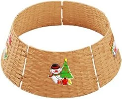 Christmas Tree Collar，23.6" D Handwoven Rattan Wicker Ring Stand Artificial Wicker Cover Basket Base For Holiday Artificial Trees-Round (Brown) -National Tree Company Sale Shop 51qCC45Z6PL. AC