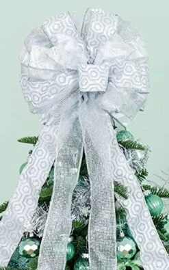 Christmas Tree Topper 11x27 Inches Large Decorative Bow With Streamer Wired Edgefor Xmas Decorations Home Decor With Packaging Double Slide (Rose Gold) -National Tree Company Sale Shop 51qHzRXyYYL. AC