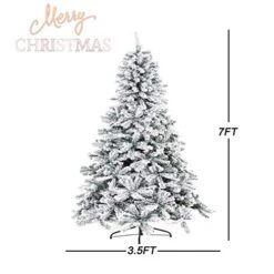 Outroad 7ft Snow Flocked Christmas Tree Premium Hinged Artificial Pine Tree,Xmas Tree Metal Stand And 1000 Lush Branch Tips Holiday Decorate , Easy To Assemble, White… -National Tree Company Sale Shop 51qMNboyFRL
