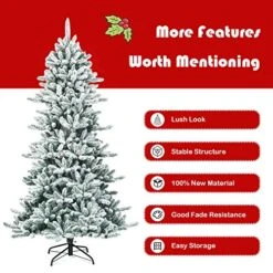Goplus 7ft Snow Flocked Artificial Christmas Tree, Premium Hinged Fir Tree With Pine Cones, Perfect Xmas Decoration For Indoor And Outdoor -National Tree Company Sale Shop 51qND6KSlIL