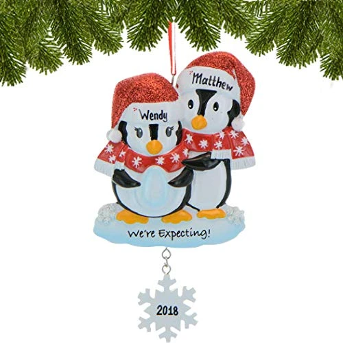 Personalized Baby Expecting Ornament 2022 - Pregnant Christmas Ornament 2022 - Penguins We're Expecting Christmas Ornament, Baby Bump Ornament, Baby Coming Ornament - Free Customization 4 Personalized Baby Expecting Ornament 2022 - Pregnant Christmas Ornament 2022 - Penguins We're Expecting Christmas Ornament, Baby Bump Ornament, Baby Coming Ornament - Free Customization - Image 2