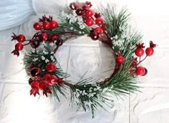 ChezMax Candle Rings Berry Tea Light Ring Small Candle Wreaths Berry Candle Holder Table Decoration For Christmas Valentine's Day Thanksgiving Day Dinner Party Wedding Diameter 4" 4 PCS -National Tree Company Sale Shop 51qTGhztqRL
