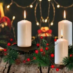Olamtai Set Of 4 Christmas Candle Holder, Small Christmas Wreath 4pcs, Candle Holders With Christmas Candle Rings, Matte Black Christmas Candle Holders For Pillar Candles, Christmas Decorations Indoor -National Tree Company Sale Shop 51qfL4qWGGL