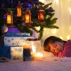 Christmas Decorations Mini Lantern Christmas Lanterns Decorative Christmas Tree Home Decoration Lamp Simulated Small Lantern Flame Christmas Decorations Indoor Include Battery（4 PCS） -National Tree Company Sale Shop 51qj2B6HtGL