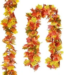 Artiflr 2 Pack Fall Garland Maple Leaf Clearance, 5.9Ft/Piece Hanging Vine Garland Artificial Autumn Foliage Garland Thanksgiving Decor For Home Wedding Fireplace Party Christmas -National Tree Company Sale Shop 51qqXhfiNvL. AC