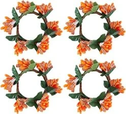 ChezMax Candle Rings Berry Tea Light Ring Small Candle Wreaths Berry Candle Holder Table Decoration For Christmas Valentine's Day Thanksgiving Day Dinner Party Wedding Diameter 4" 4 PCS -National Tree Company Sale Shop 51qvUIAr9DL. AC