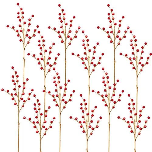 DR.DUDU 12 Pack Christmas Artificial Berry Twigs For Christmas Tree Decoration, 16.5" Christmas Red Berry Stems For Crafts Wreath Garland Christmas Ornaments Decor 3 DR.DUDU 12 Pack Christmas Artificial Berry Twigs For Christmas Tree Decoration, 16.5" Christmas Red Berry Stems For Crafts Wreath Garland Christmas Ornaments Decor