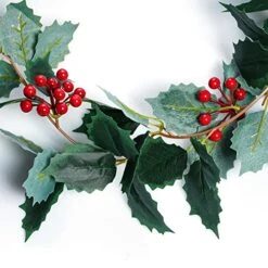 Jiebor Christmas Garland Red Berry Green Leaf Garland Artificial Holly Leaves Garland For Christmas Tree Mantle Fireplace Winter Holiday Home Outdoor Indoor Front Door Window Wall Decorations 5.7Ft -National Tree Company Sale Shop 51rUrnqcazL