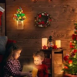 Brightown 2 Pack Ceramic Christmas Tree Night Light-Small Mini Prelit Xmas Holiday Decor For Home Room Fireplace Office Christmas Decorations -National Tree Company Sale Shop 51raeJBotaL