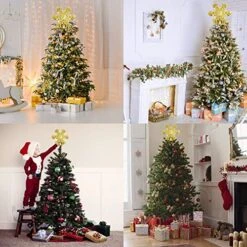 LIKYUU Christmas Tree Topper,Gold Christmas Tree Topper Lighted With LED Rotating Snowflake Projector Lights 3D Lighted Ornaments Festival Lights Christmas Tree Decorations 13 LIKYUU Christmas Tree Topper,Gold Christmas Tree Topper Lighted With LED Rotating Snowflake Projector Lights 3D Lighted Ornaments Festival Lights Christmas Tree Decorations -National Tree Company Sale Shop 51rfa0HezXL
