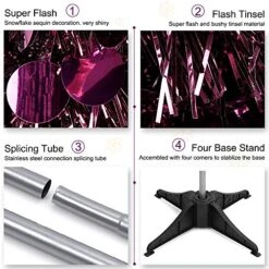 MACTING 5ft Pop Up Christmas Tinsel Tree With Stand Easy-Assembly Tinsel Coastal Glittery Plump Foil Sequin Christmas Tree For Holiday Xmas Decorations (Purple) -National Tree Company Sale Shop 51rklwSJv7L