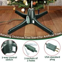 Hortsun Christmas Tree Stand 360 Degree Rotating Adjustable Tree Stand Replacement Electric Revolving Xmas Tree Base For Up To 7.5ft Artificial Holiday Trees, Green -National Tree Company Sale Shop 51rmtKoMTkL