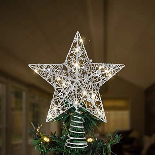 TOYANDONA Glittered Star Tree Topper 10 Inch Christmas Tree Toppers Star Treetop Xmas Christmas Tree Decorations Party Home Decor Silver 9 TOYANDONA Glittered Star Tree Topper 10 Inch Christmas Tree Toppers Star Treetop Xmas Christmas Tree Decorations Party Home Decor Silver - Image 7
