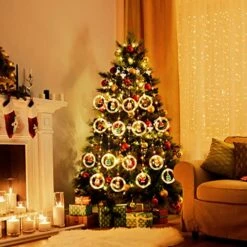 MILEXING Christmas Window Lights, 10 Round Lights 120 LED Lights Christmas Decorations Indoor, Battery Operated Christmas Curtain Lights 9.84 Ft Waterproof String Light For Bedroom Party Decor -National Tree Company Sale Shop 51s45hQCT7L