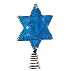 Kurt Adler UL 10-Light LED Silver And Blue Hanukkah Star Shimmer Treetop