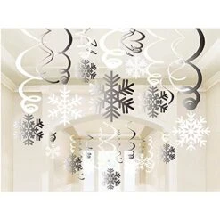 Snowflake Swirls Decoration(30pcs), Konsait Merry Christmas Snowflake Hanging Swirls Garland Foil Ceiling Ornaments For Xmas Winter Wonderland Holiday Party Decor Supplies,Already Assembled -National Tree Company Sale Shop 51sKYk79oiL