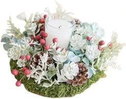 ChezMax Candle Rings Berry Tea Light Ring Small Candle Wreaths Berry Candle Holder Table Decoration For Christmas Valentine's Day Thanksgiving Day Dinner Party Wedding Diameter 4" 4 PCS -National Tree Company Sale Shop 51sKr0czvLL. AC