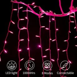 Pink Mini Christmas Lights - 39 Feet 100 LED Fairy String Lights With 8 Lighting Modes Waterproof Connectable For Indoor Outdoor Xmas Tree Garland Wreath Holiday Valentine's Day Decoration -National Tree Company Sale Shop 51sY1a2WViL