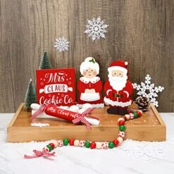 Mr. & Mrs. Claus Wooden Christmas Tiered Tray Decorations Red And White Santa Claus Cookie Cafe Kitchen Farmhouse Decor Signs Buffalo Plaid Wood Bead Garland Rolling Pin Set Of 5 Xmas Gift Ideas -National Tree Company Sale Shop 51smQm5lGBL