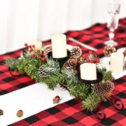 Artiflr 20 Inch Christmas Candle Holder Centerpiece, Pine Cones And Red Berry Table Centerpiece With 3 Candle Holders Table Accent Centerpiece For Festival Home Decoration -National Tree Company Sale Shop 51svlCS63PL