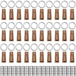 30 Pack Wine Bottle Lights With Cork - Cork Bottle Lights 90 Additional Batteries 6.6 Feet Silver Wire 20 LEDs,Fairy Mini String Lights For Christmas,DIY,Party,Decor,Wedding (Warm White)