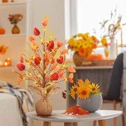 SY Super Bang Artificial Fall Small Berry Tree, 17Inch Table Top Mini Autumn Decorations With 20 LED, For Home Fireplace Harvest Thanksgiving Party Holiday Decor. -National Tree Company Sale Shop 51tQBvmrnNL