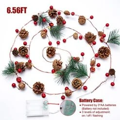 Artificial Christmas Garland With Lights - Battery Operated 6.56FT Prelit Garland With 20 LED Lights, Red Berries, Pine Cones, Pine Needles Decor For Xmas Tree Thanksgiving Home Fireplace Party 15 Artificial Christmas Garland With Lights - Battery Operated 6.56FT Prelit Garland With 20 LED Lights, Red Berries, Pine Cones, Pine Needles Decor For Xmas Tree Thanksgiving Home Fireplace Party -National Tree Company Sale Shop 51u1pQTWLnL