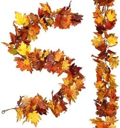 Artiflr 2 Pack Fall Garland Maple Leaf Clearance, 5.9Ft/Piece Hanging Vine Garland Artificial Autumn Foliage Garland Thanksgiving Decor For Home Wedding Fireplace Party Christmas -National Tree Company Sale Shop 51uBlj6tOkL. AC