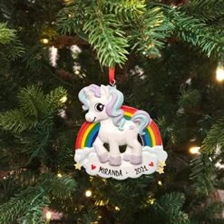 UniqXmas Personalized Unicorn Christmas Ornament 2023 - Free Handwritten Customization | Unicorn Toy With Rainbow & Glitter Stars For Xmas Tree | Unique Keepsake For Kids - Custom Name & Year -National Tree Company Sale Shop 51uWn8DqgUL