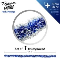 Christmas Tree Royal Blue Frost Tip Tinsel Garland Blue Silver Metallic Streamers Celebrate A Holiday Hanukkah Party Ceiling Hanging Decorations Indoor And Outdoor Disco Party Supplies -National Tree Company Sale Shop 51uwJ1vxqeL