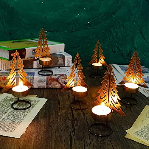 Juegoal Set Of 6 Tea Light Candle Holders, Christmas Decorations Metal Xmas Tree Table Candle Holder, Rust-Proof Tabletop Tealight Centerpiece And Display For Holiday Home Mantel Fireplace 9 Juegoal Set Of 6 Tea Light Candle Holders, Christmas Decorations Metal Xmas Tree Table Candle Holder, Rust-Proof Tabletop Tealight Centerpiece And Display For Holiday Home Mantel Fireplace - Image 7
