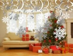 Snowflake Swirls Decoration(30pcs), Konsait Merry Christmas Snowflake Hanging Swirls Garland Foil Ceiling Ornaments For Xmas Winter Wonderland Holiday Party Decor Supplies,Already Assembled -National Tree Company Sale Shop 51v4Z0FZrpL
