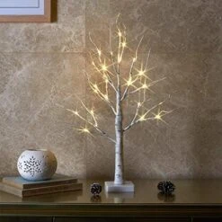 EAMBRITE Tabletop Tree Christmas Decorations, Mini Birch Tree With Lights, 24 LED Lighted Money Tree White Twig Tree Battery Operated With Timer, Home Centerpiece, Indoor Decor(2FT/Warm White) -National Tree Company Sale Shop 51vBZ7 XnL. AC