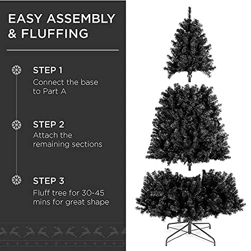 Best Choice Products 7.5ft Artificial Full Black Christmas Tree Seasonal Holiday Decoration For Home, Office, Party Decoration W/ 1,350 PVC Branch Tips, Metal Hinges, Foldable Base 6 Best Choice Products 7.5ft Artificial Full Black Christmas Tree Seasonal Holiday Decoration For Home, Office, Party Decoration W/ 1,350 PVC Branch Tips, Metal Hinges, Foldable Base - Image 4