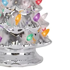 Ceramic Christmas Tree - Tabletop Christmas Tree With Lights - (11.5" Medium Silver Christmas Tree / Multicolored Lights) - Lighted Vintage Ceramic Tree -National Tree Company Sale Shop 51vtYAnvaML