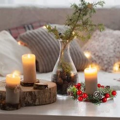 OYATON Mini Christmas Wreaths Rings Decoration, 6 Inch Candle Rings Set With Artificial Berry And Snowy Pinecone For Pillar Candle, Home Dining Table Decoration Centerpiece, Pack Of 3 -National Tree Company Sale Shop 51w9OHRdZ9L