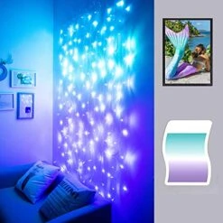 Curtain Lights For Bedroom Wall Light Up Curtains Led String Lights Turquoise Teal Blue Lavender Lilac Purple Twinkle Hanging Fairy Lights Unicorn Mermaid Kawaii Sanrio Teen Room Decor For Girls -National Tree Company Sale Shop 51w9PgqiB8L
