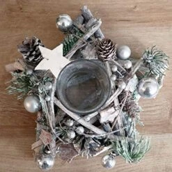 SHATCHI Star Shape Wooden Candle Holder Tabletop Centrepiece Christmas Holiday Home Decorated With Red/Silver Baubles, Berries And Cones (34cm/24cm), Wood, 242411 Cm 15 SHATCHI Star Shape Wooden Candle Holder Tabletop Centrepiece Christmas Holiday Home Decorated With Red/Silver Baubles, Berries And Cones (34cm/24cm), Wood, 242411 Cm -National Tree Company Sale Shop 51wFijZwZZL