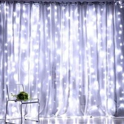 Fiee Fairy Curtain Lights,304 LED 9.8ftX9.8ft 30V 8Modes Safety Window Lights With Memory For Home Wedding Christmas Party Family Patio Lawn Garden Bedroom Outdoor Indoor Wall Decorations(Cool White) -National Tree Company Sale Shop 51wHihOHP4L. AC