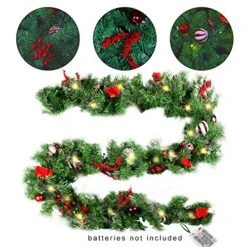 MorTime 9 FT LED Christmas Garland With Pinecones Red Berries Bows Christmas Balls Candies, Multi-Function Christmas Garland With 50 Warm White LED Lights, 180 Branch Tips -National Tree Company Sale Shop 51wX1wbT7bL