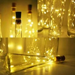 LoveNite Wine Bottle Lights With Cork, 15 Pack Battery Operated 10 LED Cork Shape Silver Wire Colorful Fairy Mini String Lights(No Bottles) For DIY, Party, Christmas, Wedding Decor (Warm White) -National Tree Company Sale Shop 51wX5XEB4OL
