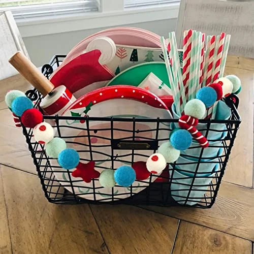 Christmas Felt Ball Garland, Pom Pom Garland, Stars And Candy Cane Garland, Hand-Made From Natural Wool, Cute Hanging Decor For Christmas Tree, Kids Bedroom, Living Room, Nursery - 9 Feet Long 7 Christmas Felt Ball Garland, Pom Pom Garland, Stars And Candy Cane Garland, Hand-Made From Natural Wool, Cute Hanging Decor For Christmas Tree, Kids Bedroom, Living Room, Nursery - 9 Feet Long - Image 5