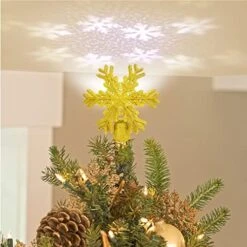 SXSGSM Christmas Tree Topper Lights, Snowflake Tree Topper With Magic Rotating Snowflake Projector, 3D Glitter Projector Xmas Tree Topper For Christmas Tree Decorations (Silver) -National Tree Company Sale Shop 51x7AlXCg6L. AC