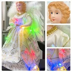 Angel Christmas Tree Topper Ornament With White Feather Wings, Xmas Trees Topper Star For Home Holiday Party Christmas Trees Decorations - Gold, 12 Inch 12 Angel Christmas Tree Topper Ornament With White Feather Wings, Xmas Trees Topper Star For Home Holiday Party Christmas Trees Decorations - Gold, 12 Inch -National Tree Company Sale Shop 51xKYj16qEL